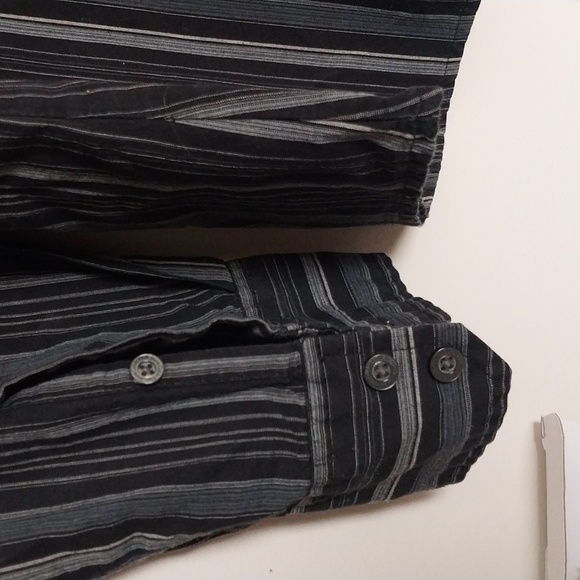 CALVIN KLEIN Jeans Striped black grey Long sleeve Shirt sz Medium 100% cotton - Picture 3 of 9